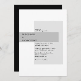 Invitación Boda blanco y negro moderno