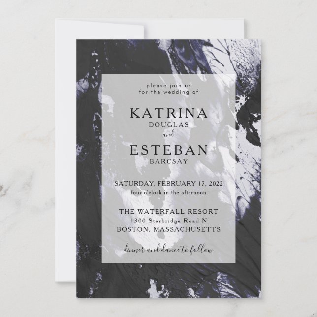 Invitación Boda blanco y negro moderno (Anverso)