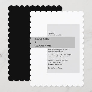 Invitación Boda blanco y negro moderno