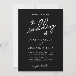 Invitación Boda Blanco Y Negro Moderno Contemporáneo