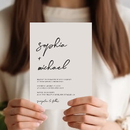 Invitación Boda Blanco Y Negro Moderno Contemporáneo