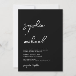 Invitación Boda Blanco Y Negro Moderno Contemporáneo