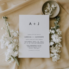 Invitación Boda Blanco Y Negro Moderno Elegante