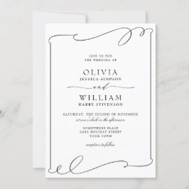 Invitación Boda Blanco Y Negro Moderno Elegante