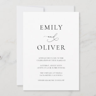 Invitación Boda blanco y negro moderno simple