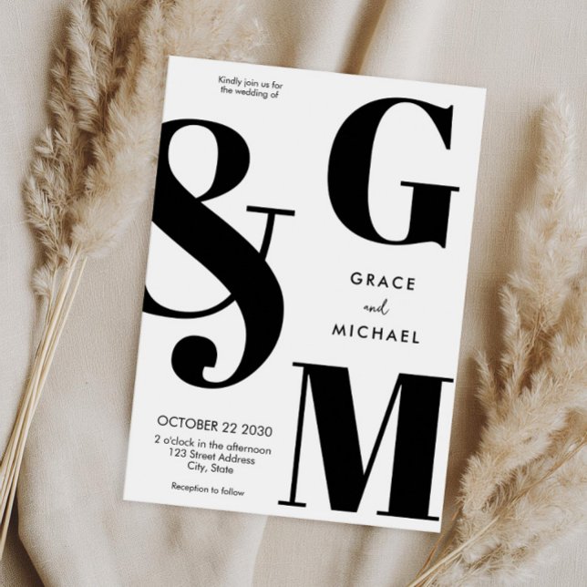 Invitación Boda blanco y negro moderno simple (Subido por el creador)