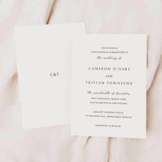 Invitación Boda blanco y negro simple (Subido por el creador)