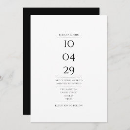 Invitación Boda blanco y negro simple y elegante