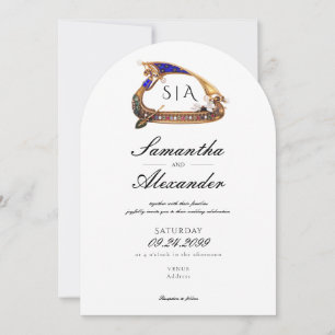 Invitación Boda blanco y negro veneciano Gondola Ornate AIO