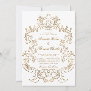 Invitación Boda blanco y oro de Victoria