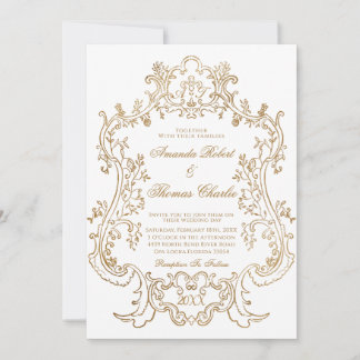 Invitación Boda blanco y oro de Victoria