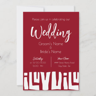 Invitación Boda Blanco y Rojo Tribal Africano