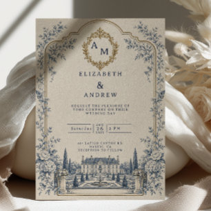 Invitación Boda Blue Château Old Money