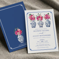 Boda Blue Chinoiserie Porcelain Pink Peonies