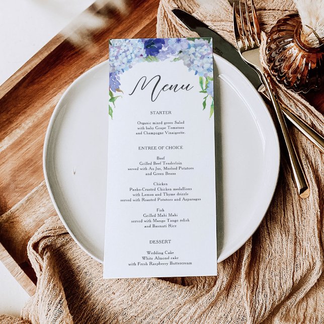 Invitación Boda Blue Hydrangea o menú Bridal Shower (Subido por el creador)