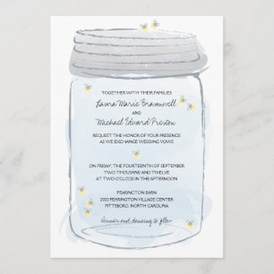 Invitación Boda Blue Mason Jar y Fireflies