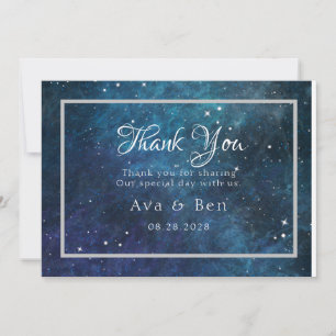 Invitación Boda Blue Purple Galaxy Gracias Cartas
