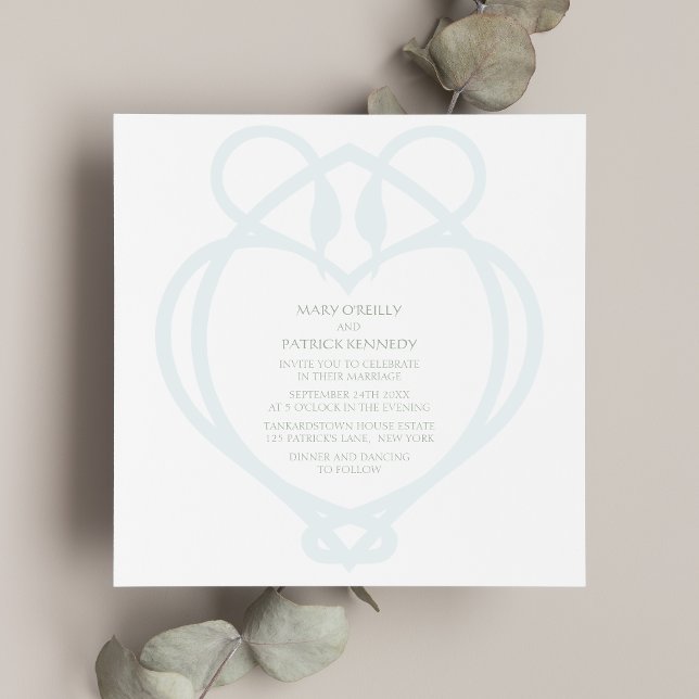 Invitación Boda Blue & Sage Irish Celtic Swan Love Knot (Subido por el creador)
