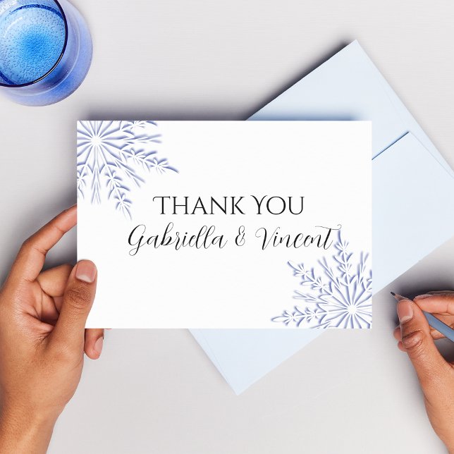 Invitación Boda Blue Snowflakes Gracias - Flat (Subido por el creador)