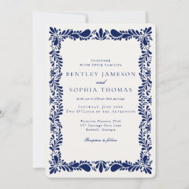 Invitación Boda Blue Talavera Tile Spanish Fiesta