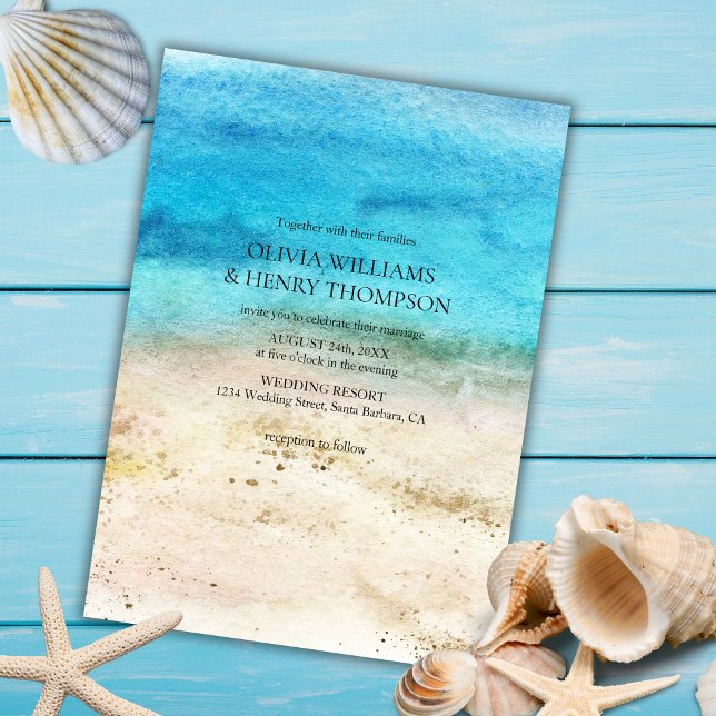 Invitación Boda Blue Watercolor Beach (Subido por el creador)