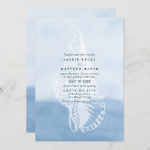 Boda Blue Watercolor Beach Seashell