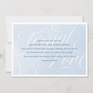 Invitación Boda Blue Watercolor Encantador Cloudscape