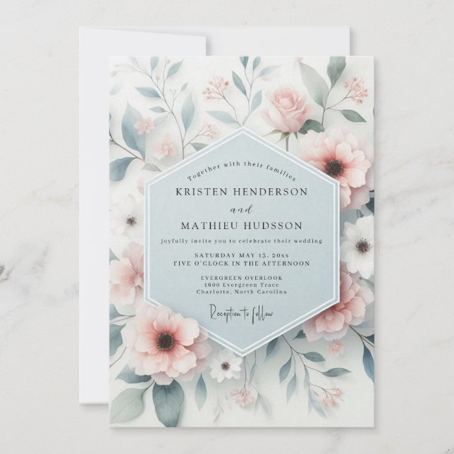 Invitación Boda Blush Gossamer Bloom (Anverso)