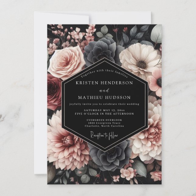 Invitación Boda Blush Noir Chiaroscuro (Anverso)