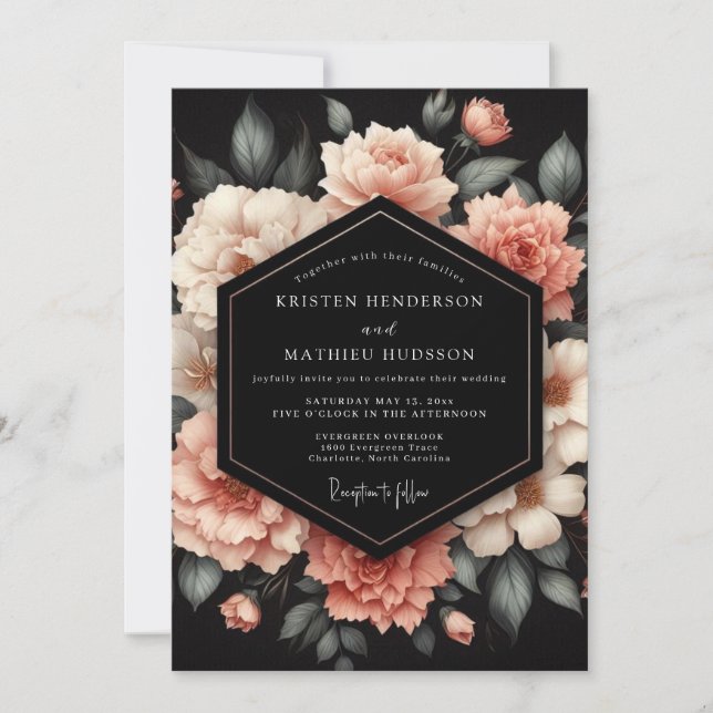 Invitación Boda Blush Petal Noir (Anverso)