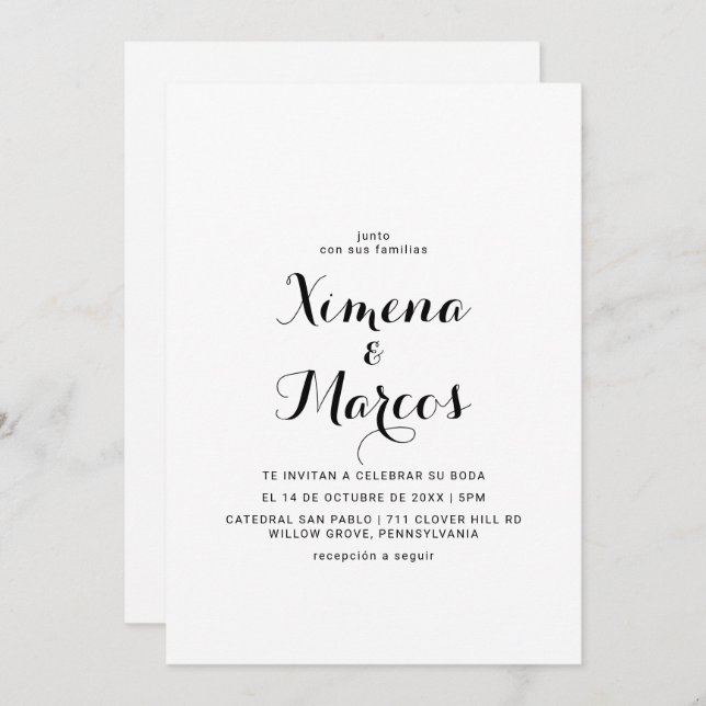 Invitación Boda Boda de caligrafía moderna (Anverso / Reverso)