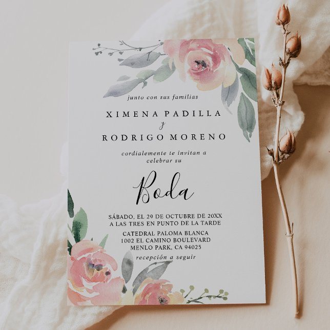 Invitación Boda Boda de Flores Peony Rosa Caída (Subido por el creador)