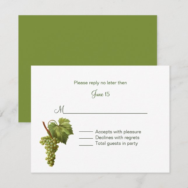Invitación Boda Boda temática de la bodega de uvas RSVP (Anverso / Reverso)