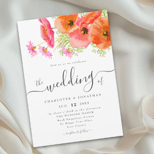 Invitación Boda Bohemia de Flor Silvestre Floral Vibrante Ros