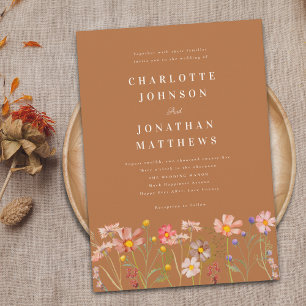 Invitación Boda Bohemia de Otoño con Flores Silvestres