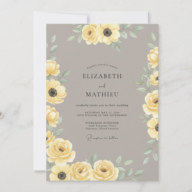 Invitación Boda Bohemia Elegante Amarilla (Anverso)