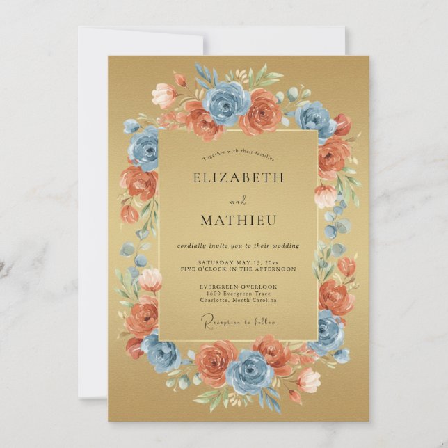Invitación Boda Bohemia Elegante de Ocre (Anverso)