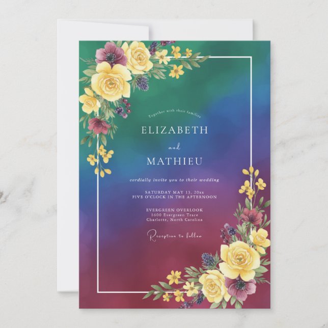 Invitación Boda Bohemia Encantada de Color Turquesa (Anverso)