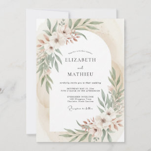 Invitación Boda Bohemia Etérea Verde Salvia