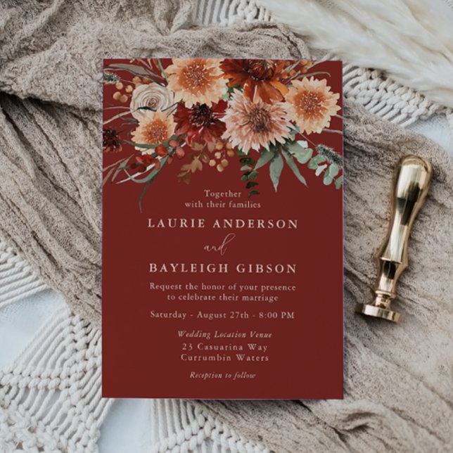 Invitación Boda Bohemia Fall & Summer Floral Terracotta (Subido por el creador)