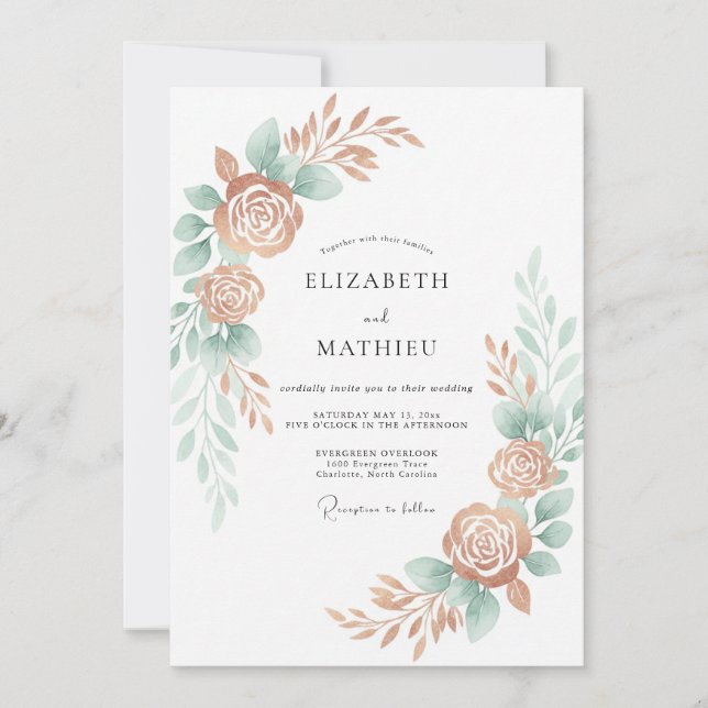 Invitación Boda Bohemia Natural de Cobre (Anverso)