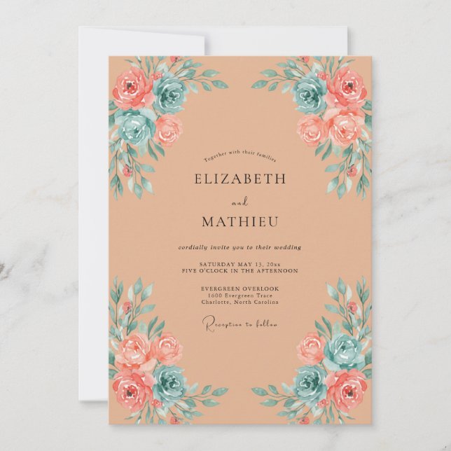 Invitación Boda Bohemia Ornata de Albaricoque (Anverso)