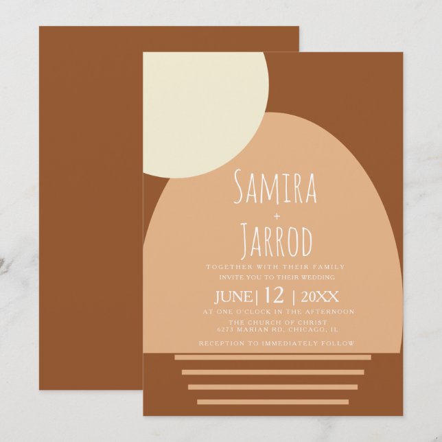 Invitación Boda Bohemian Arco y Formas Geométricas (Anverso / Reverso)