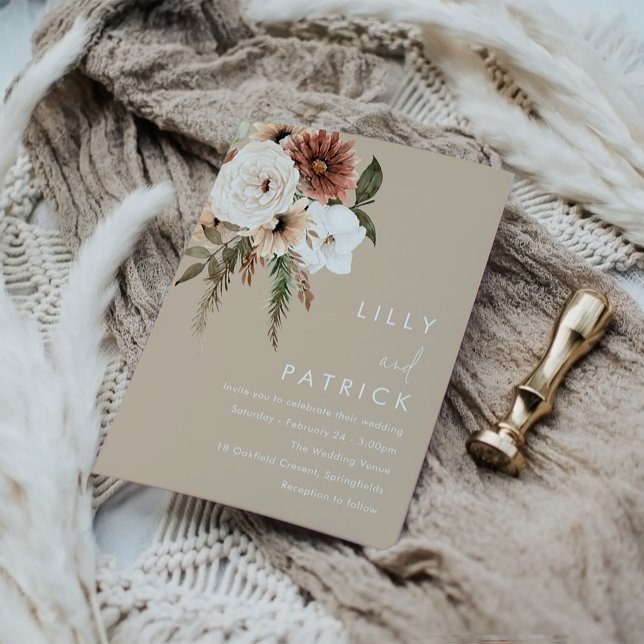 Invitación Boda Bohemian Floral Beige (Subido por el creador)