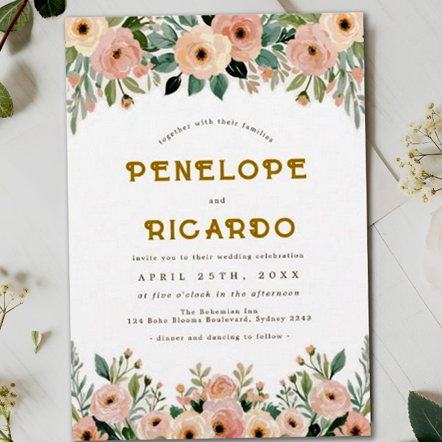 Invitación Boda Bohemian Garden Flower Peach (Subido por el creador)