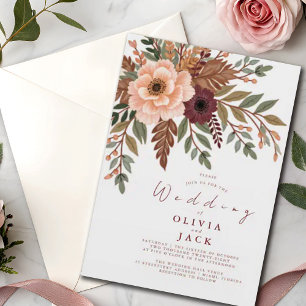 Invitación Boda Bohemian Pampas de diseño de planta baja flor