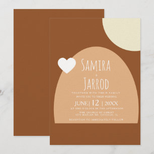 Invitación Boda Bohemiana Arco y Formas Corazón Geométrico