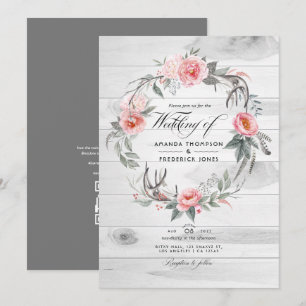 Invitación Boda Bohemiana con código QR de respuesta RSVP flo