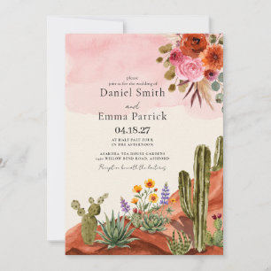 Invitación Boda Bohemiana de Cactus Mexicano del Desierto Boh