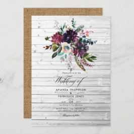 Invitación Boda bohemiana floral de Bordo Violet Plum